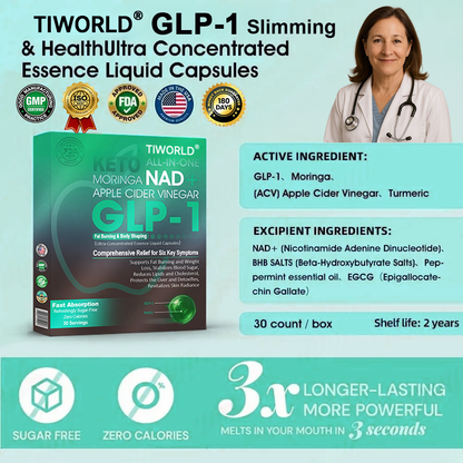 [Official Store] Tiworld® GLP-1 Slimming Essence Pearls 🍏｜Triple Action: NAD⁺, Moringa & ACV｜⚡ Fast Fat Burn & Metabolic Balance｜Backed by Obesity Research Experts
